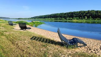 Sunbeds on the bank of the Nemunas