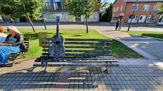 Bench with a Guitar