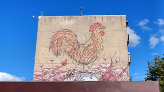 Mural Cock over Anykščiai